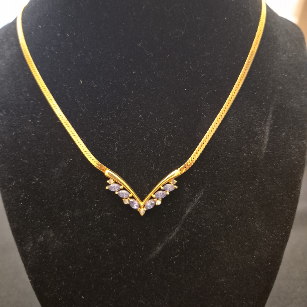 Avon Gold Necklace with Purple Accents